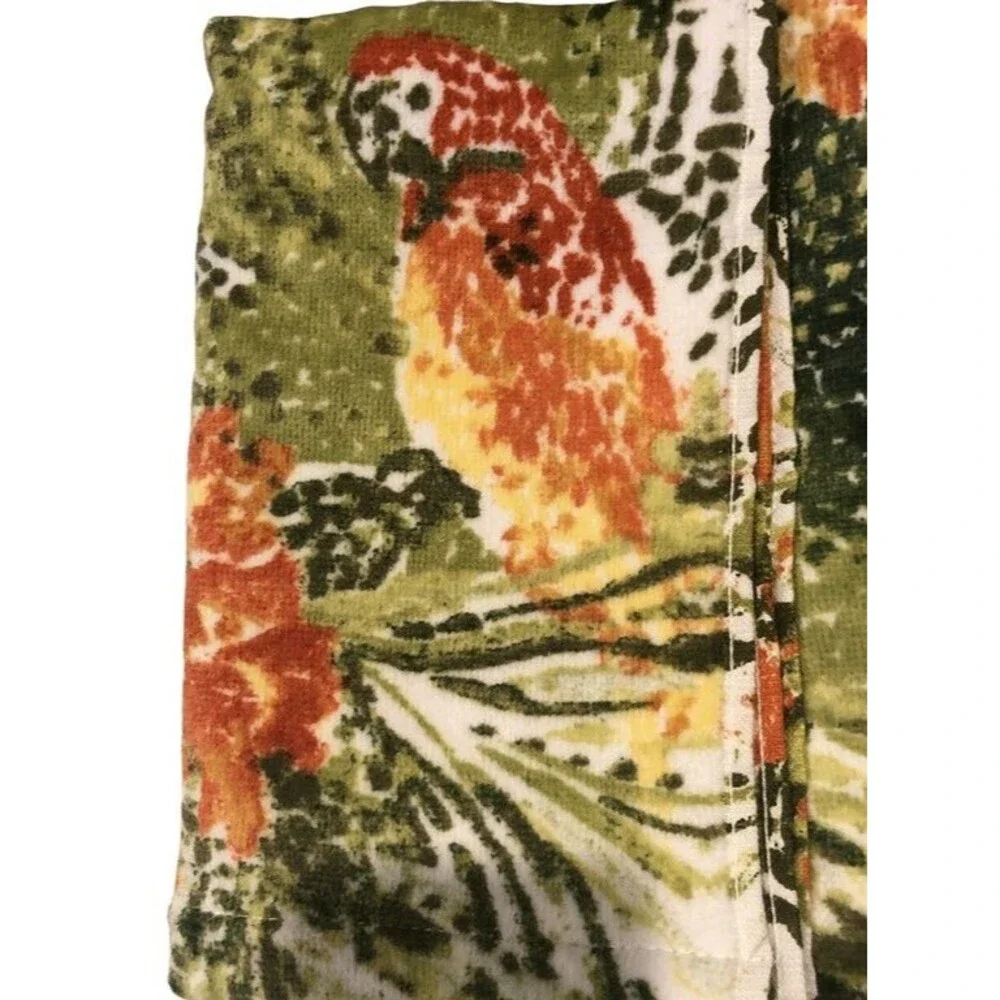 Tropical Island Sands Parrot Palm Plush Hand Towels Beach Summer House Set of 2